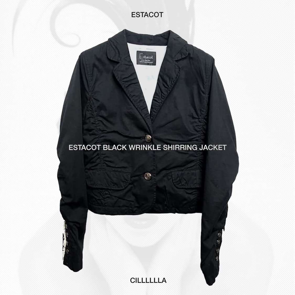 ESTACOT 에스타콧 블랙 링클 셔링 자켓 상품이미지1