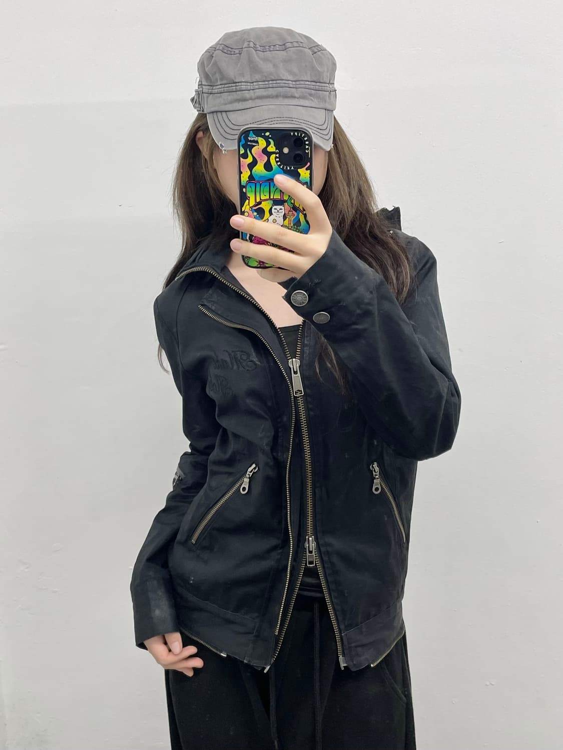락시크 코팅 투웨이 자수 자켓  상품이미지1