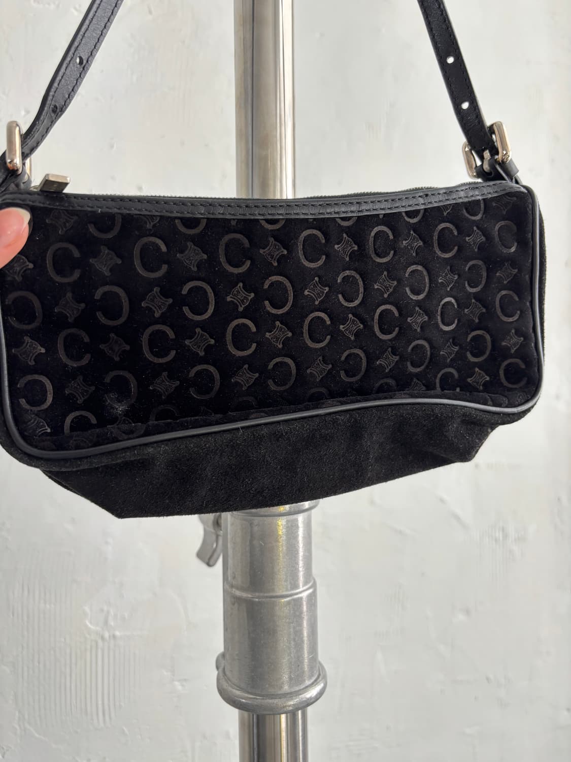 Celine 셀린느 빈티지 블랙 스웨이드 마카담 백 상품이미지6