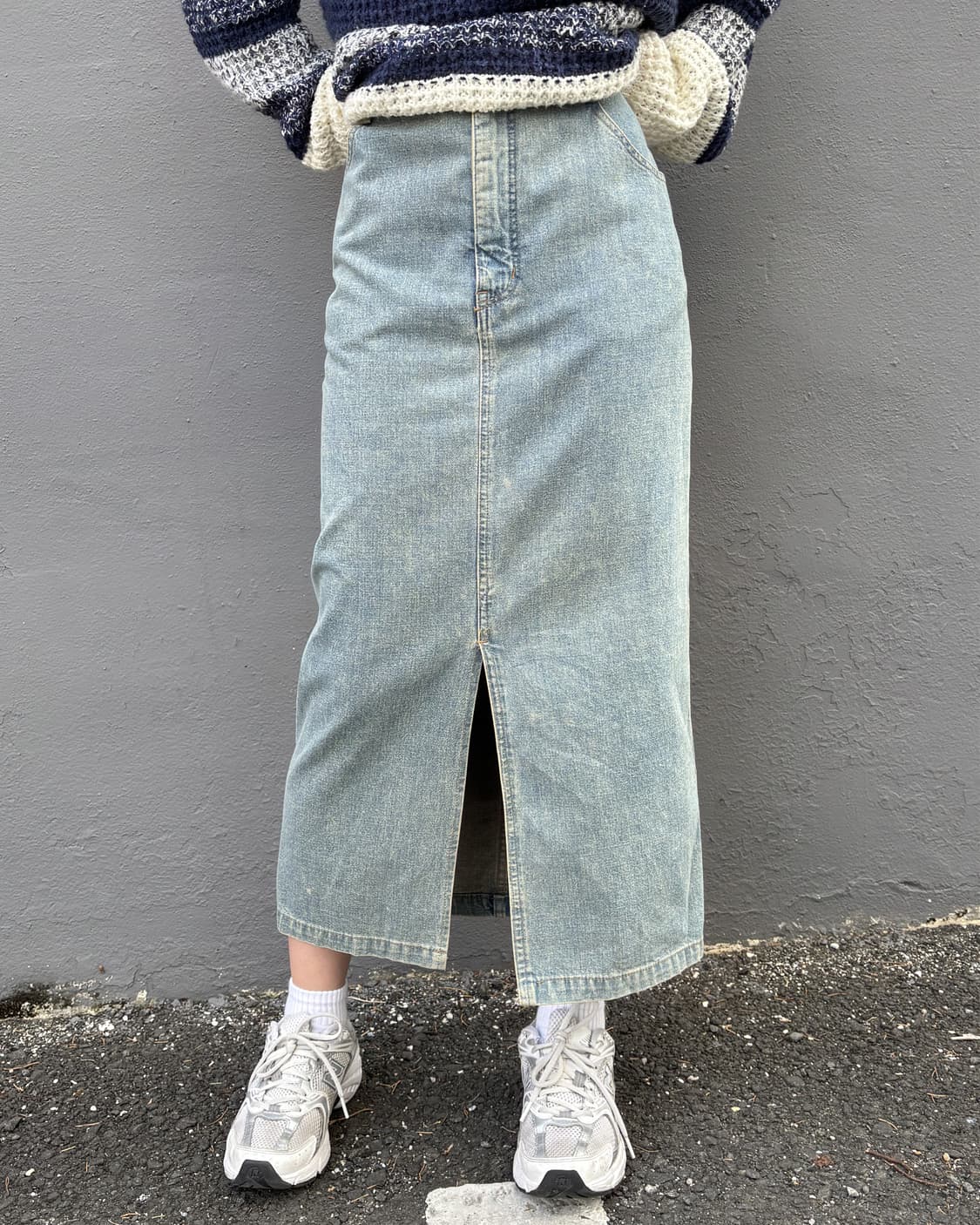 일본 빈티지워크 데님 롱스커트 상품이미지1