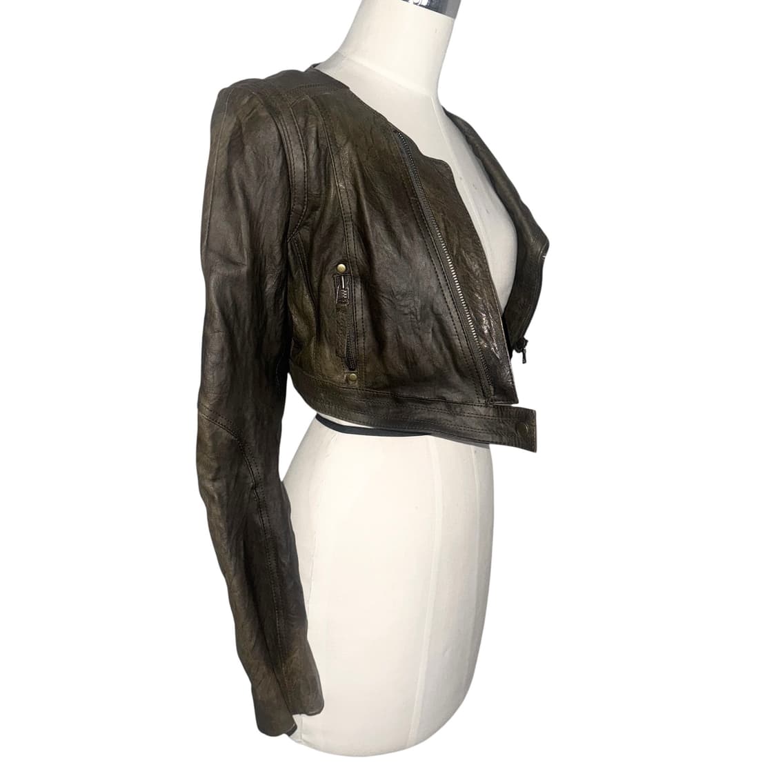 brown sheep skin crop leather jacket 상품이미지2