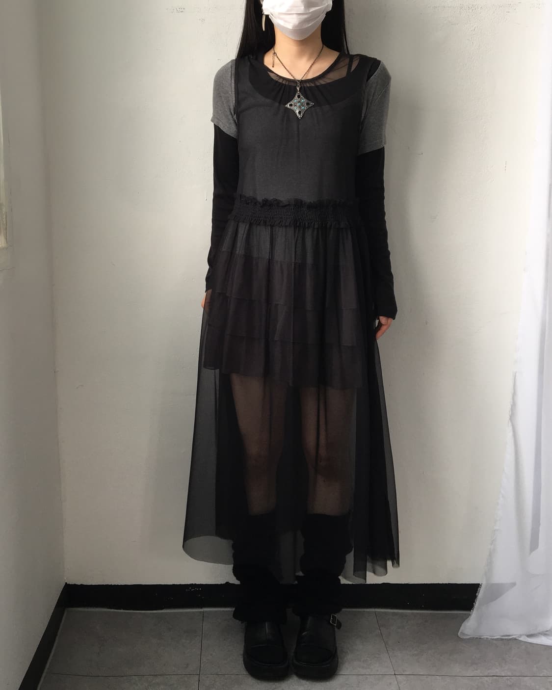 See through sleeveless mesh onepiece 상품이미지5