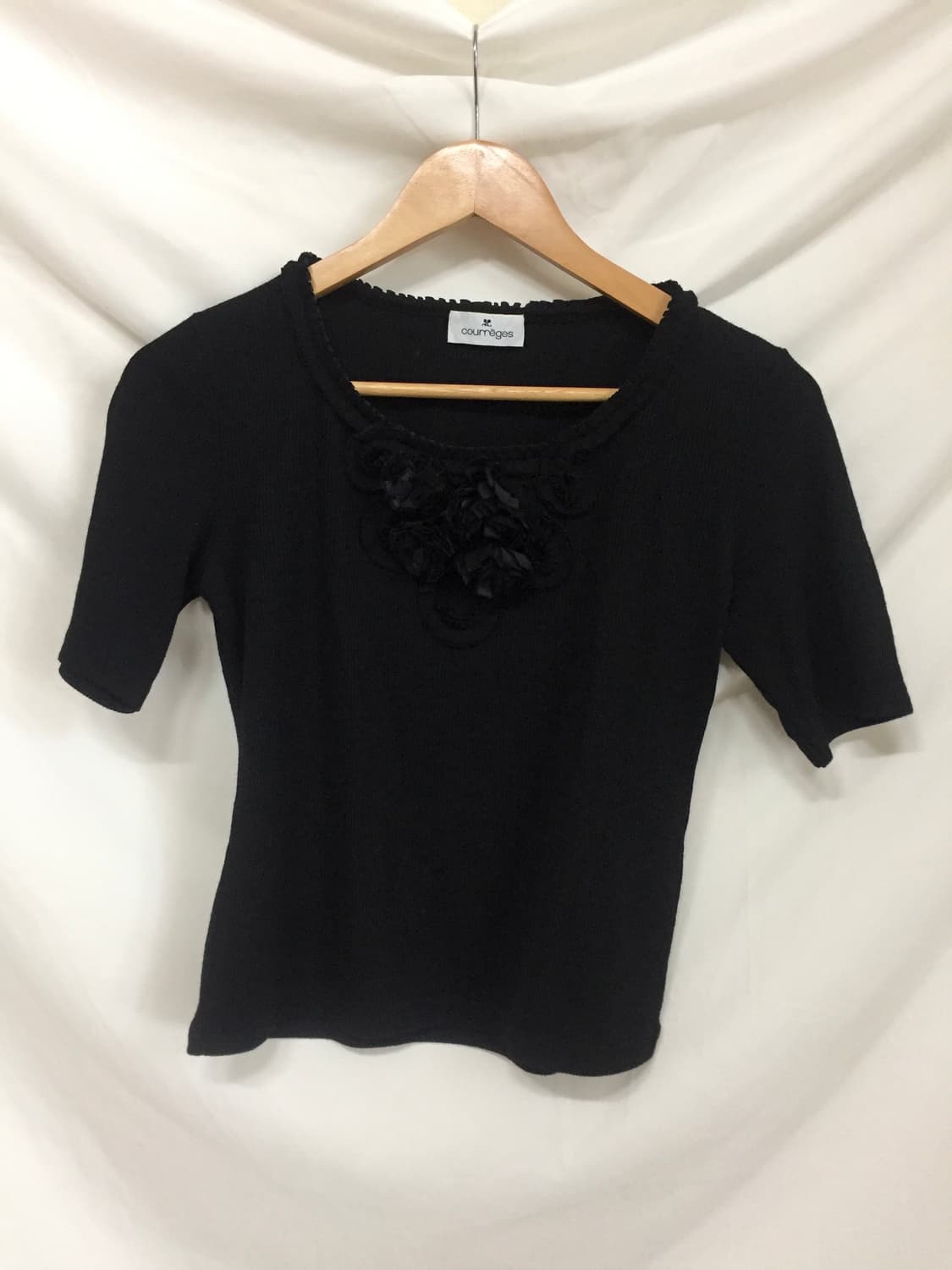 courreges 블랙 코사지 반팔&가디건 set 상품이미지4