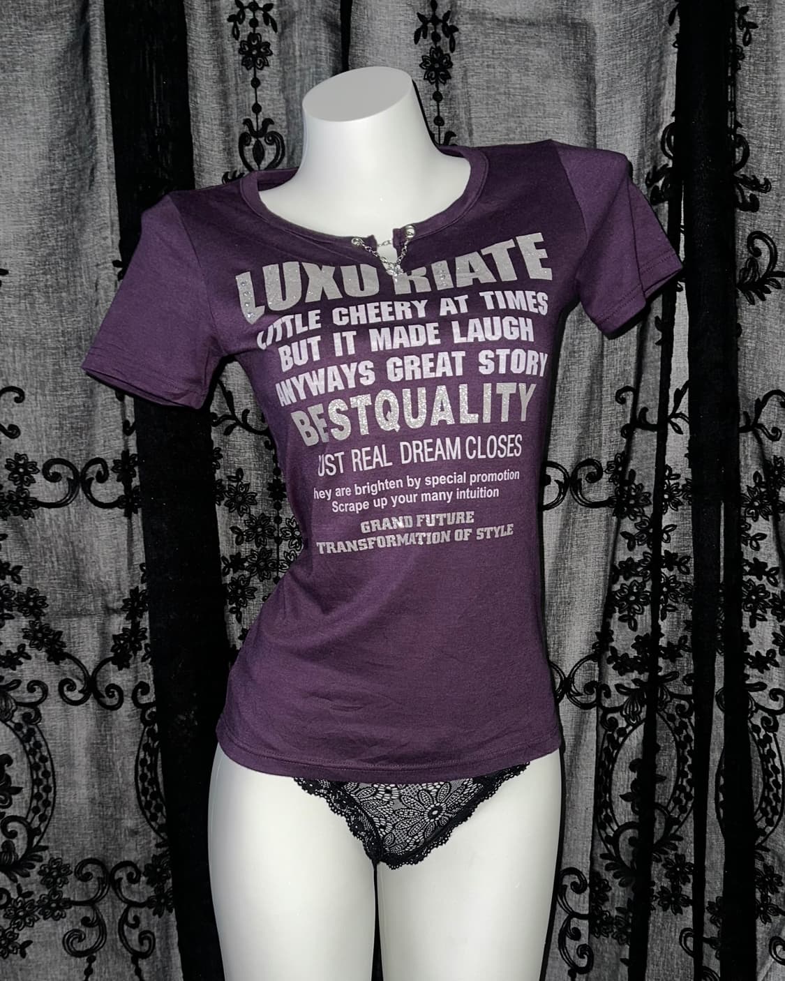 purple lettering short-sleeved 상품이미지1
