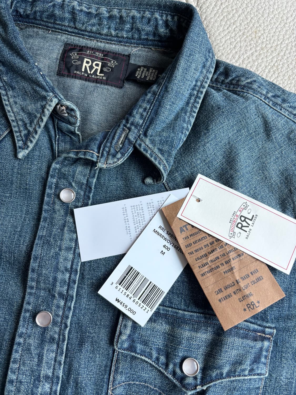 RRL 슬림핏 데님 웨스턴 셔츠 M 상품이미지1