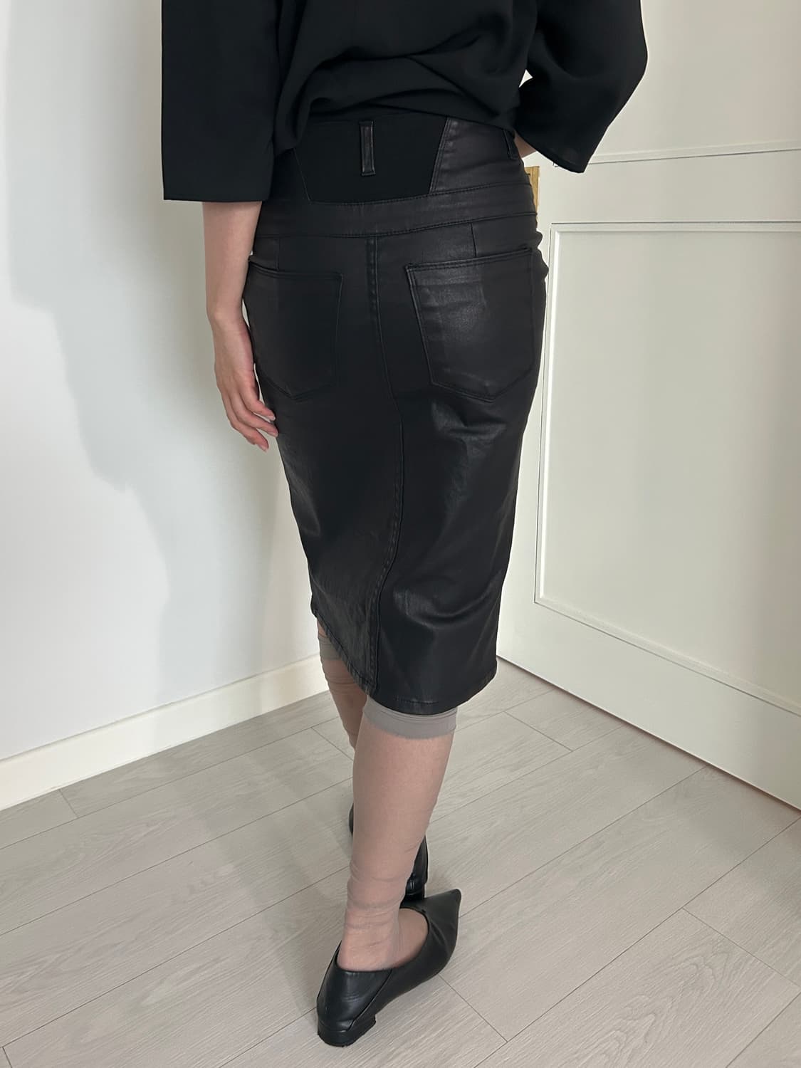 Zip Detail Coated Skirt / 빈티지 미디 스커트 상품이미지3