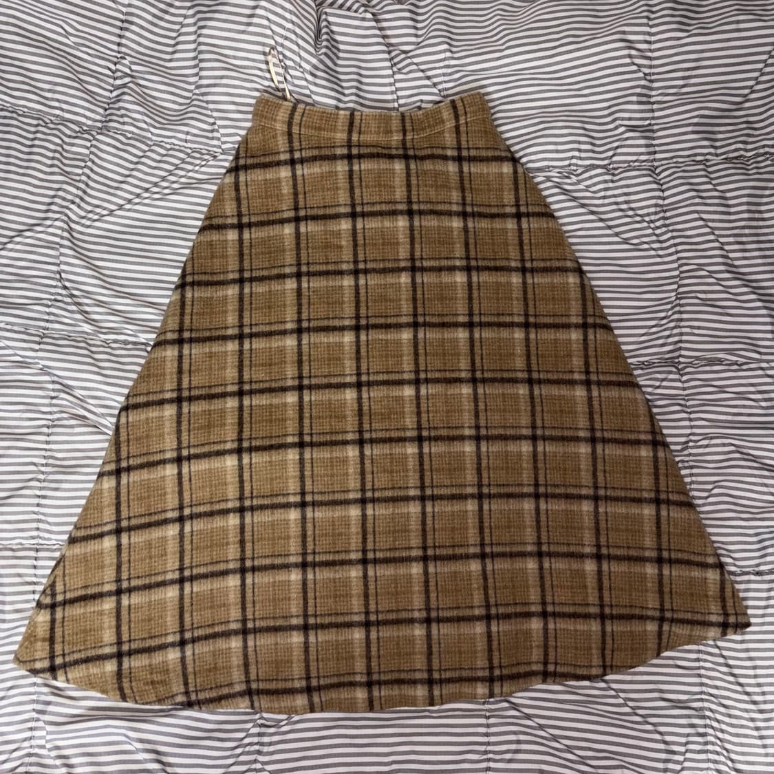 빈티지 브라운 체크 울 롱스커트 상품이미지1