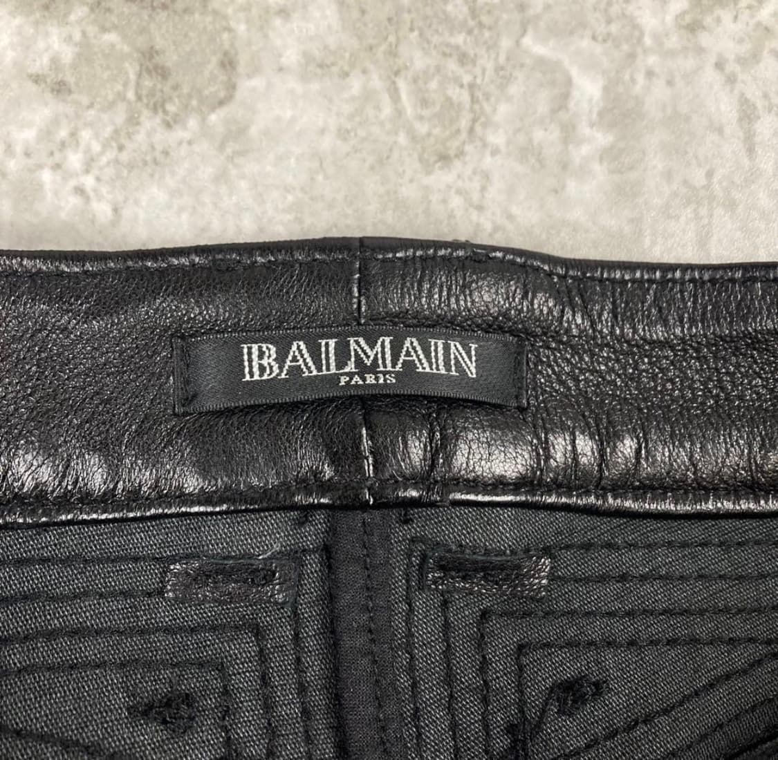 BALMAIN 발만 램 가죽 팬츠 38 블랙 상품이미지9