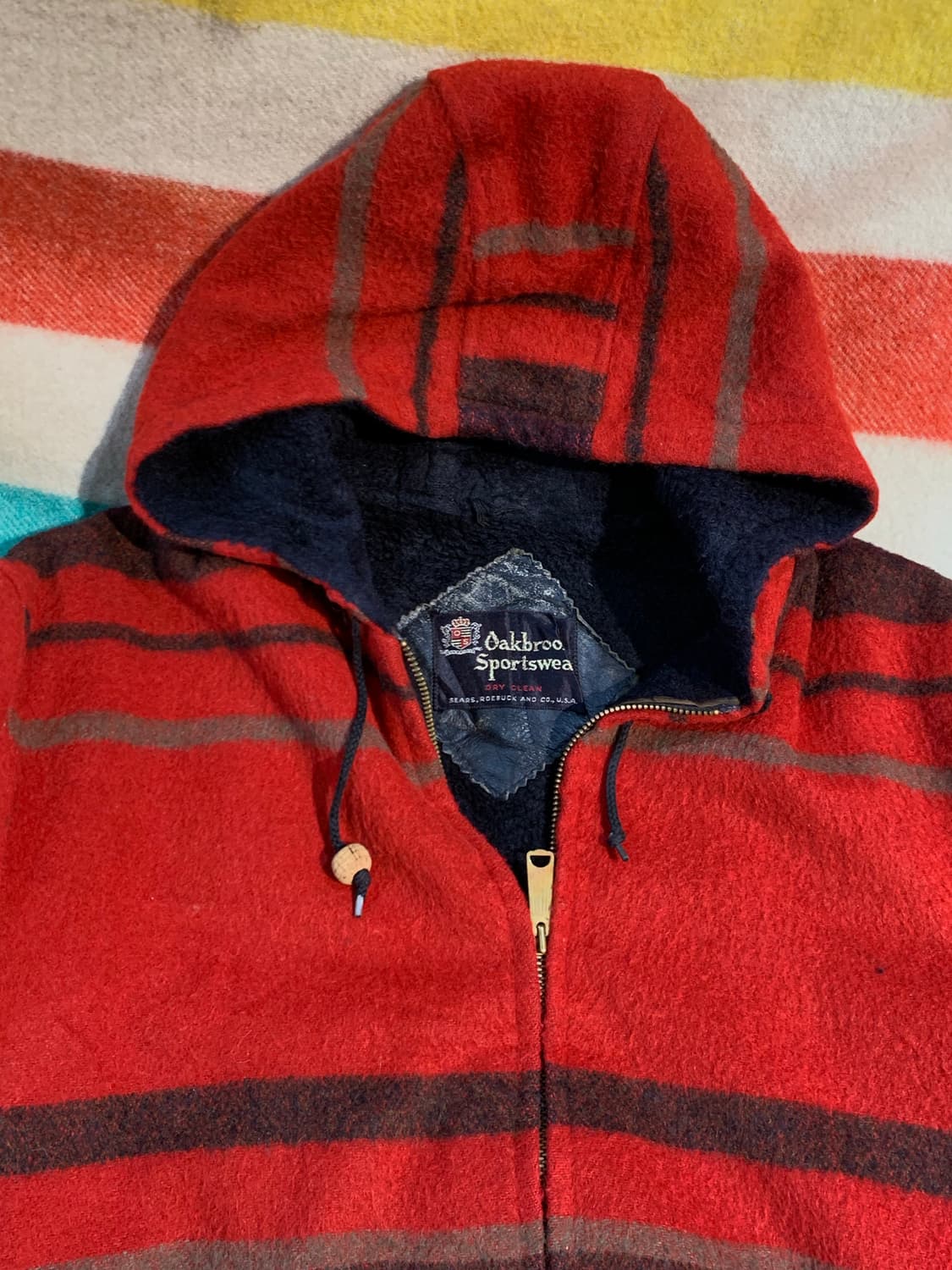 70s 오크브룩 스포츠웨어 by Sears 울 후디드 자켓 상품이미지2