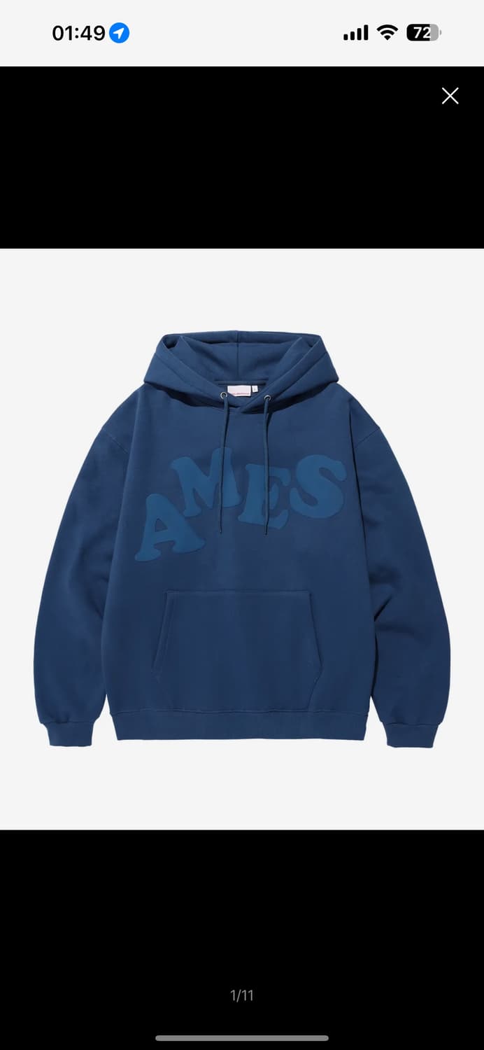 아메스 월드와이드 / 빅 타이포 후드티 / 네이비 L 상품이미지1