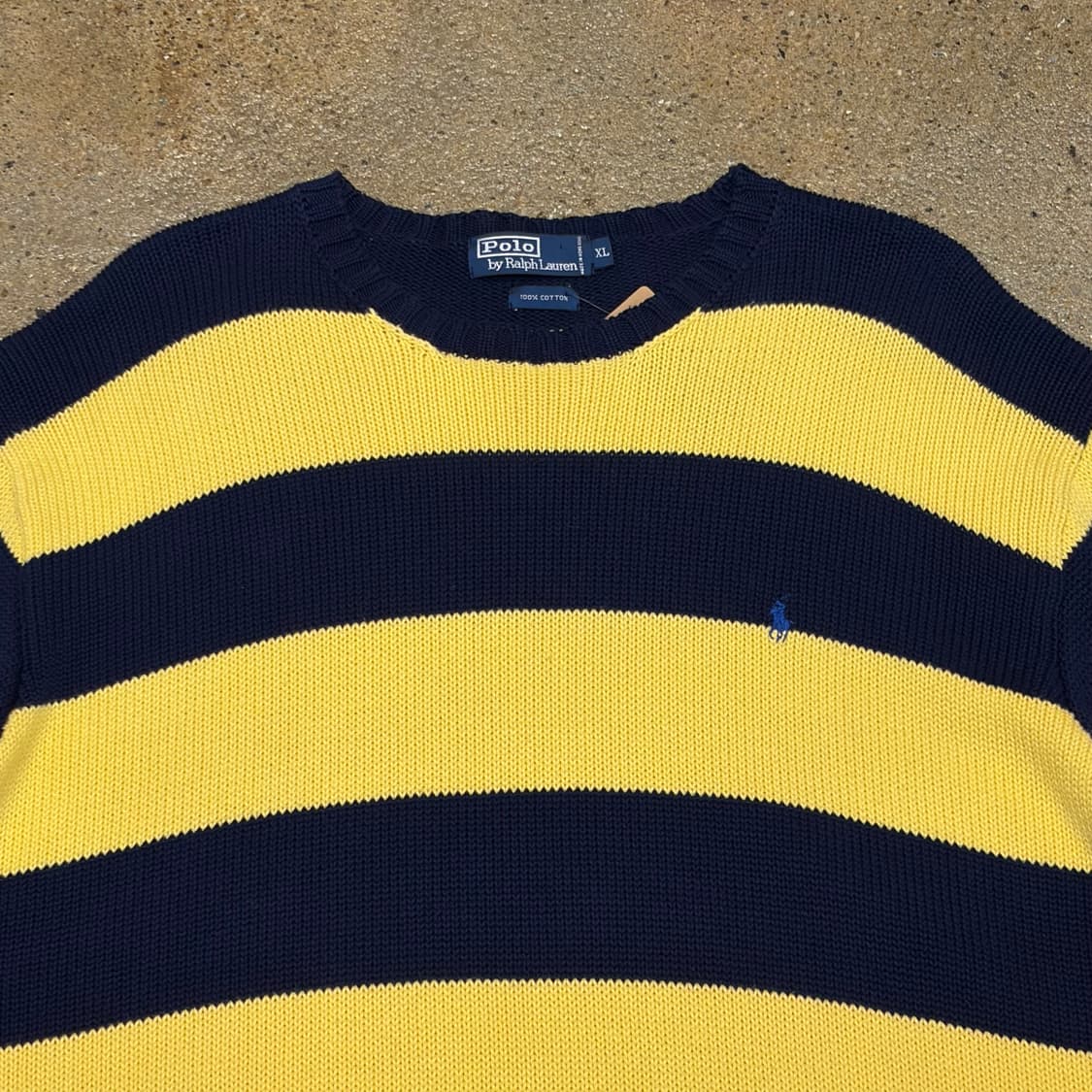90s USA 빈티지 폴로랄프로렌 스트라이프 단가라 헤비코튼 니트  상품이미지3
