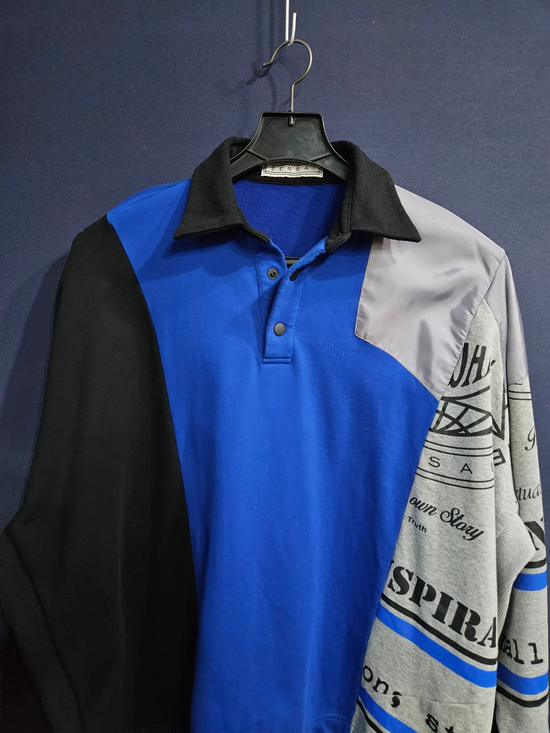 젠사이 배색 남녀겸용 오버핏 90~95 카라 긴팔티셔츠  상품이미지8