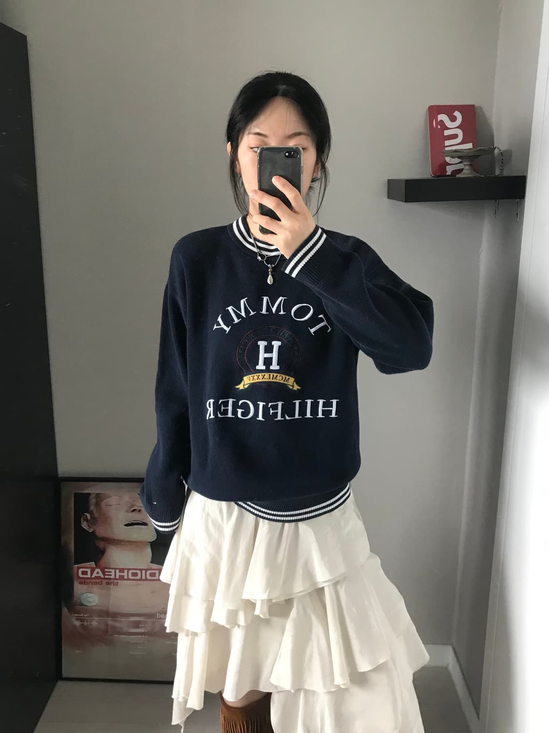 타미힐피거 올드스쿨 중앙 자수로고 네이비 니트 상품이미지1