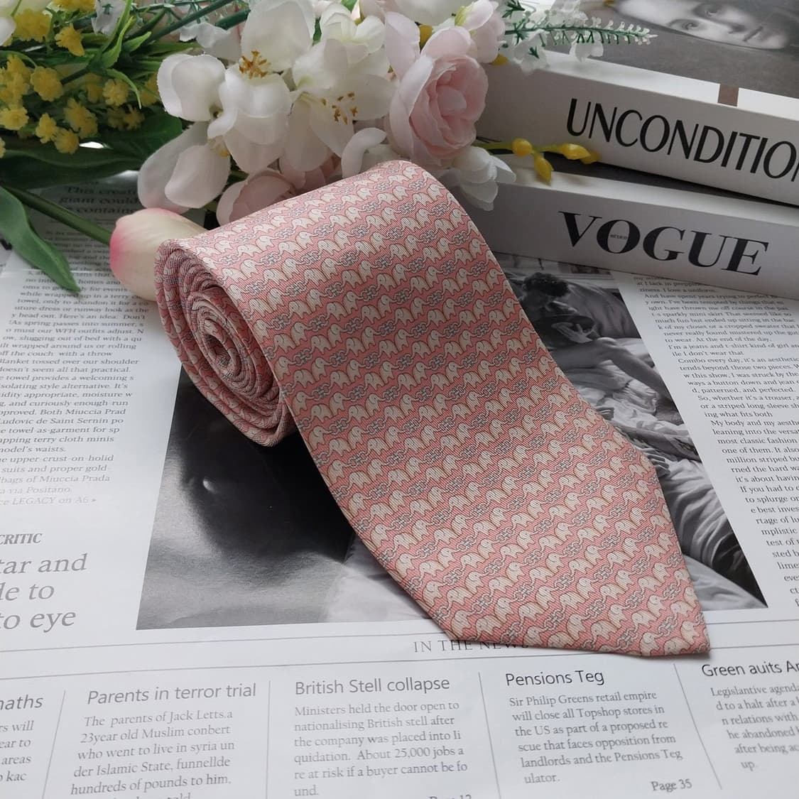 살바토레 페라가모 실크 코끼리 넥타이 8.9cm A+등급 K974
 상품이미지2