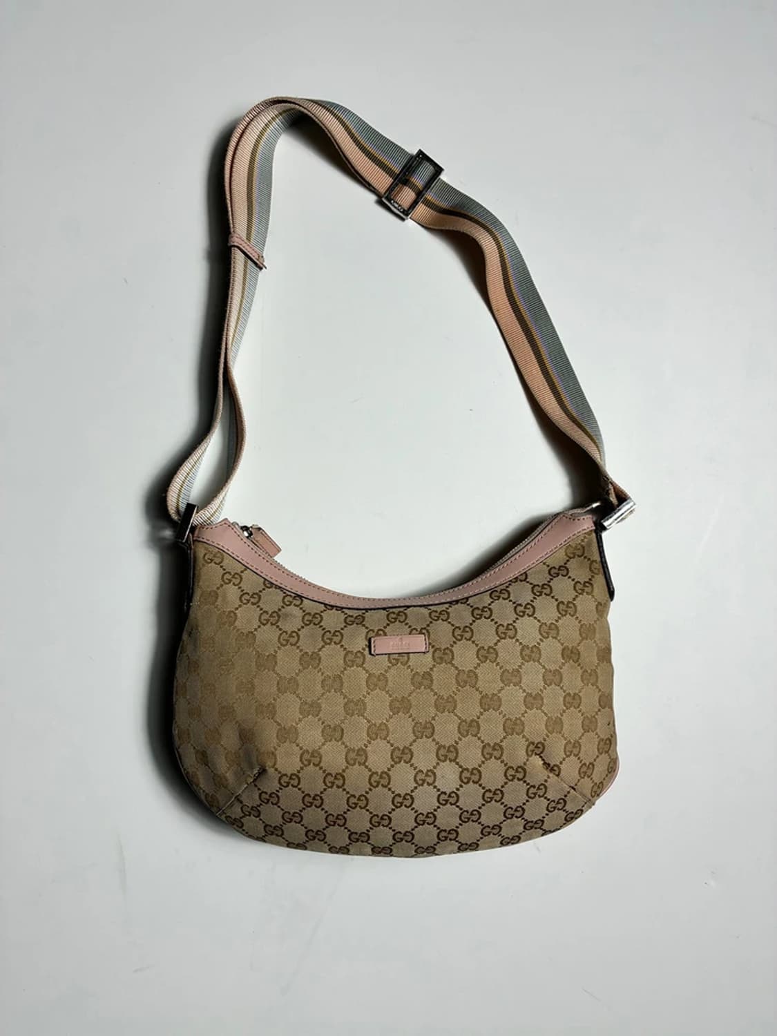 구찌 GUCCI 핑크 트리밍 캔버스 호보백 PR2302 상품이미지1
