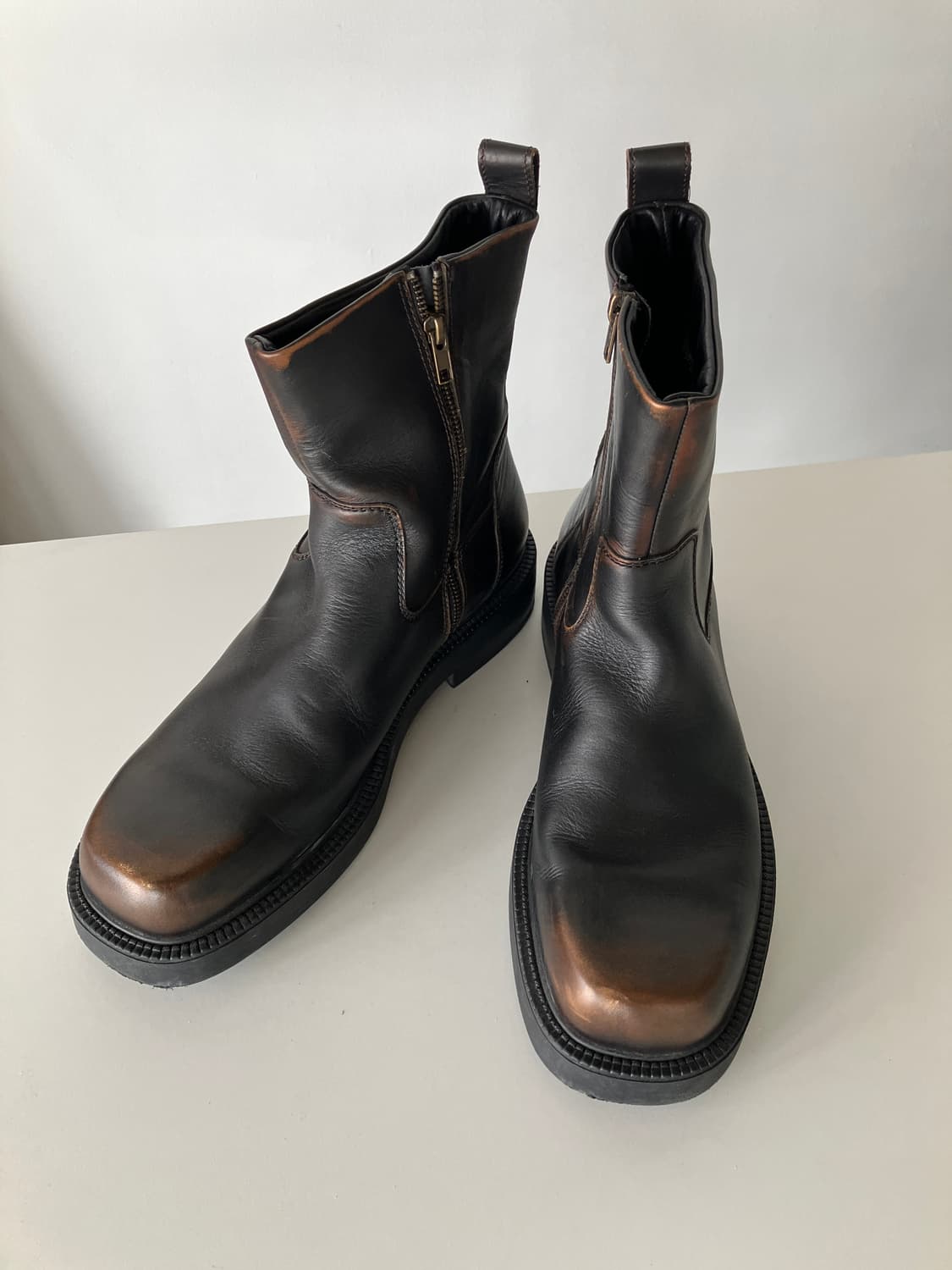 빈티지 브라운 사이드 지퍼 앵클부츠 44 상품이미지1