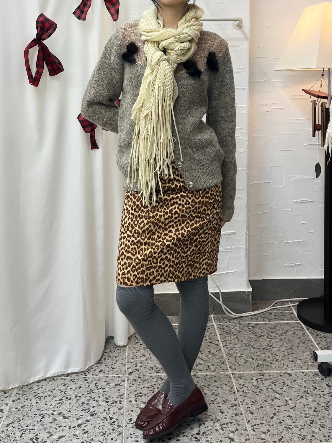 Fur accented cardigan 상품이미지2