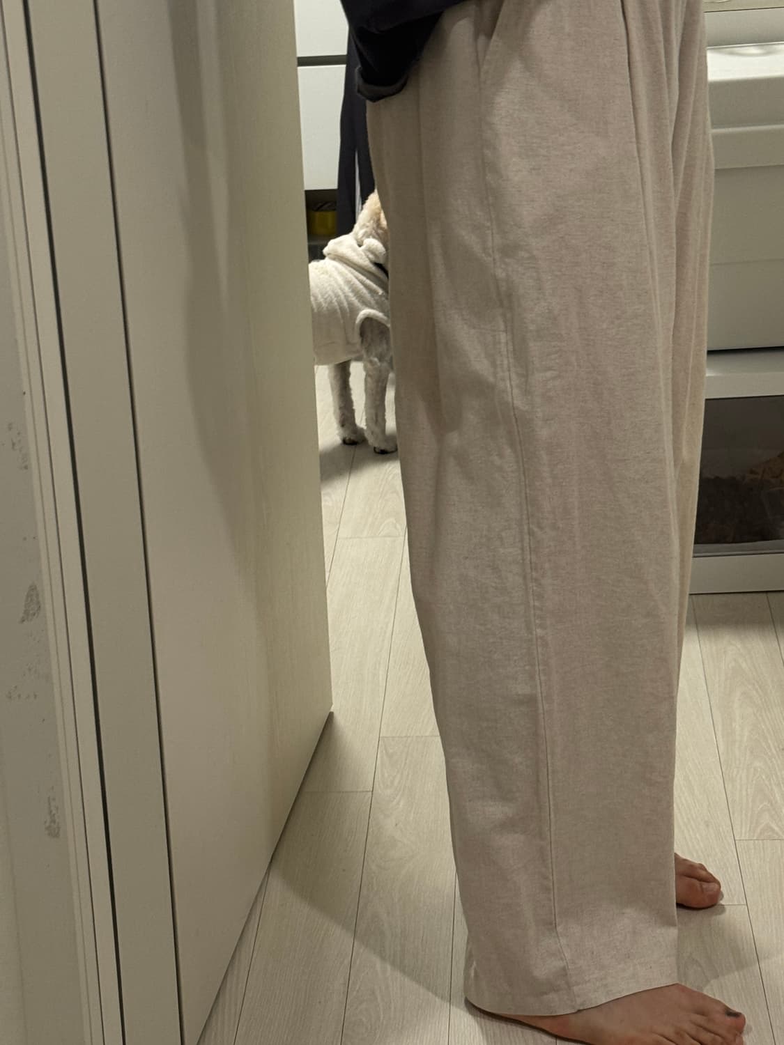 보세 린넨 와이드 팬츠 바지 아이보리 XL 상품이미지3