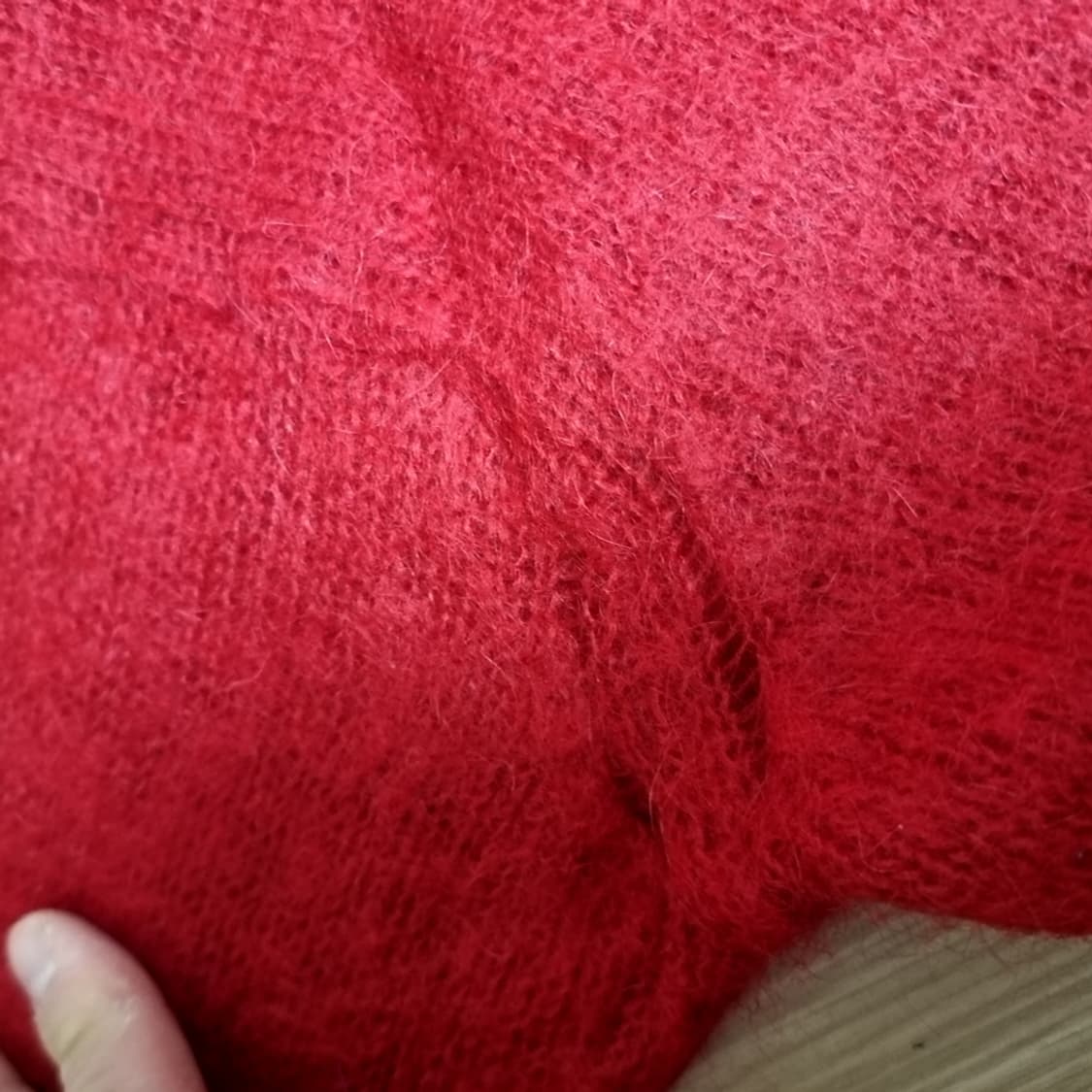 90s 빈티지 레드 모헤어 니트 헨리넥 스웨터(105) 상품이미지3