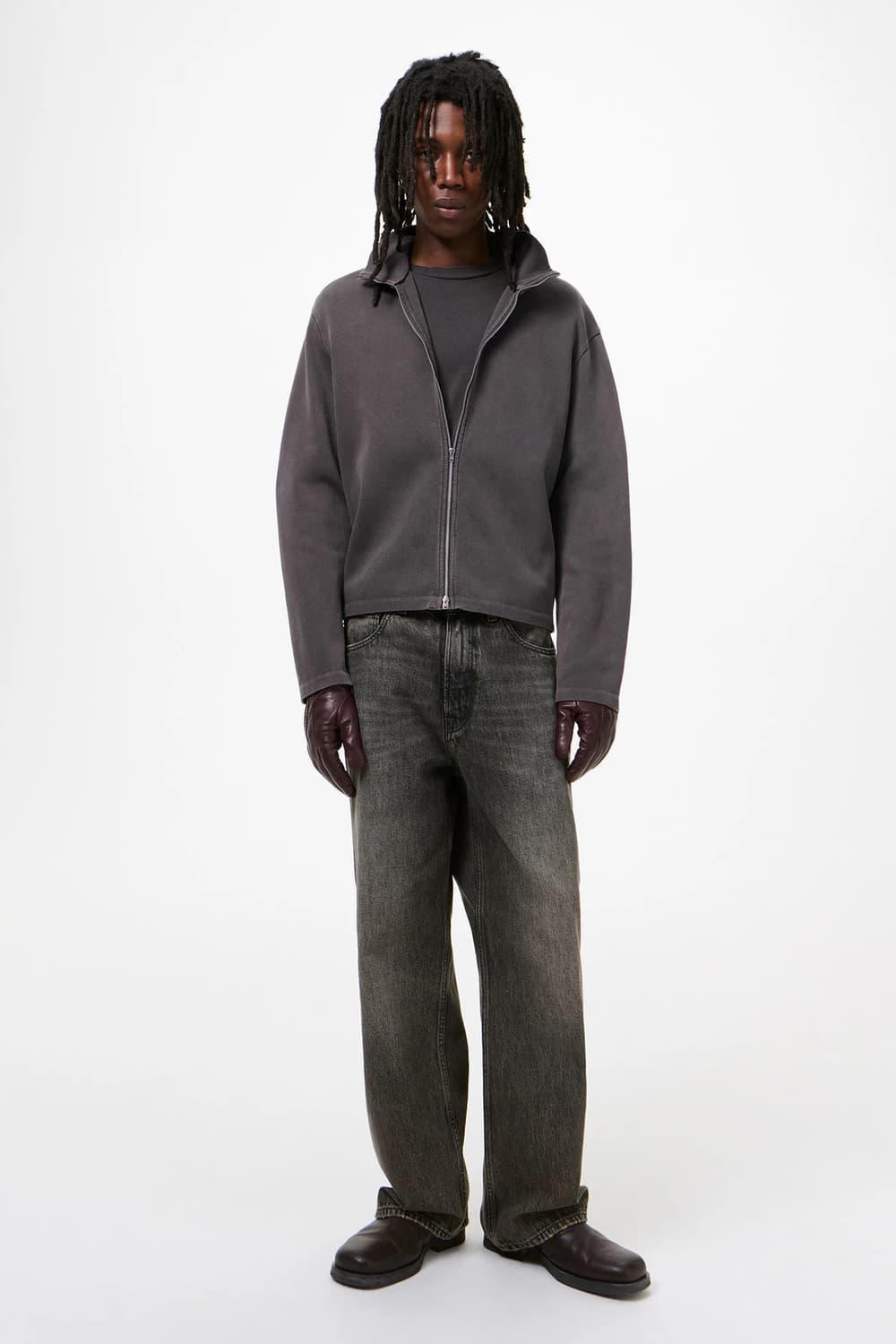 [46,48,50,52]아워레가시 26ss 슈렁큰 집업/그레이 상품이미지2