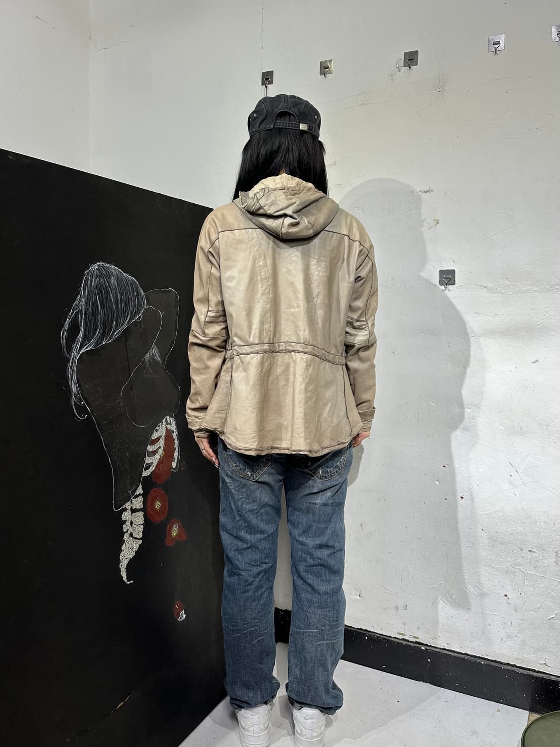 Jpn nonoyes 가죽 롱후디 하이넥 자켓 상품이미지3