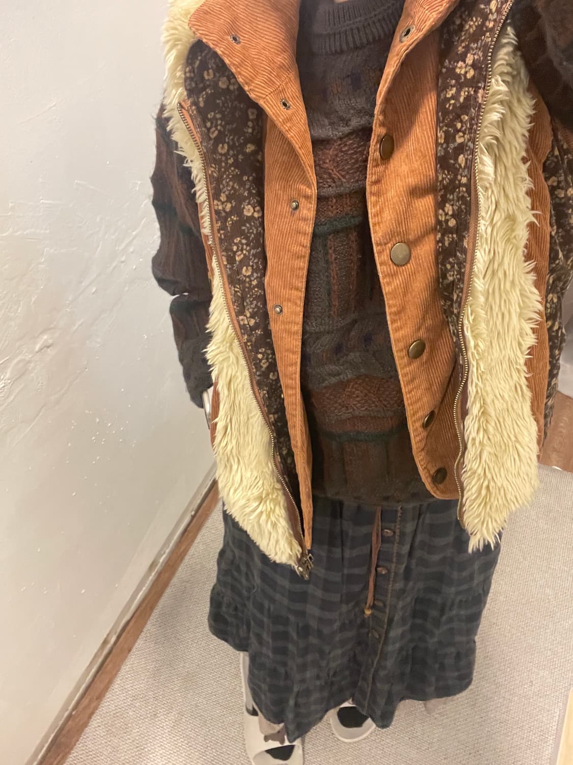 VTG 패치 레이어드 코듀로이 조끼 (투웨이) 상품이미지2