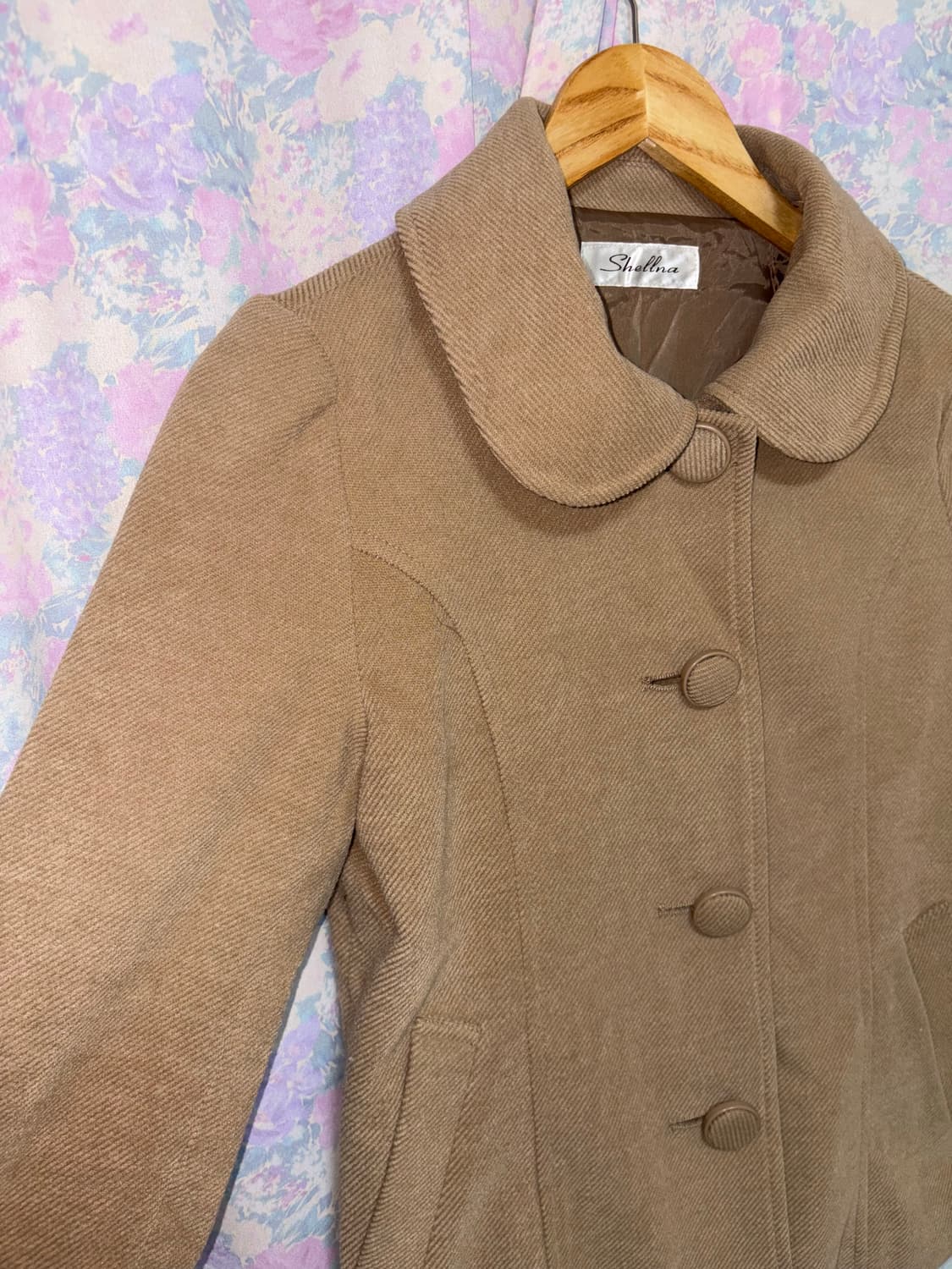 베이지 둥근카라 숏 코트  상품이미지7