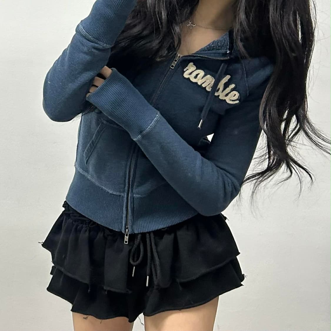 아베크롬비 y2k 대대장 작사 네이비 걸즈 후드집업 희귀져지(M) 상품이미지4