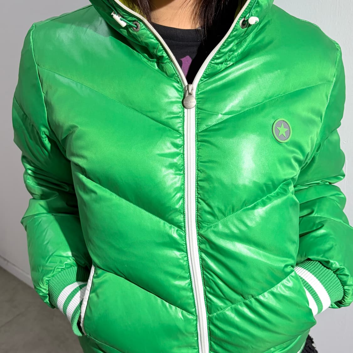 컨버스 별 스타 초록 풀오버 패딩 상품이미지3