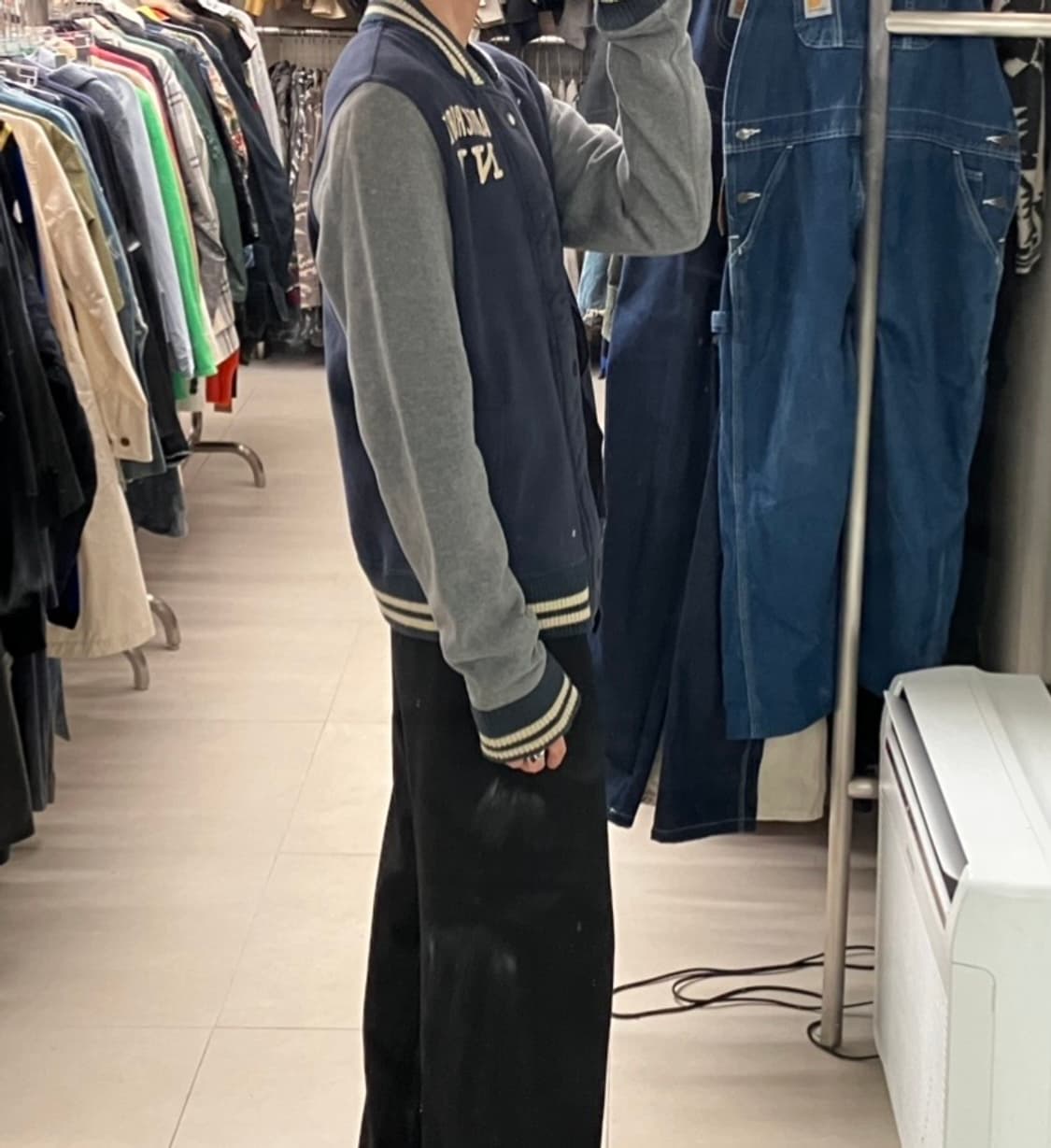 아베크롬비 네이비 그레이 배색 바시티 자켓 M 상품이미지9