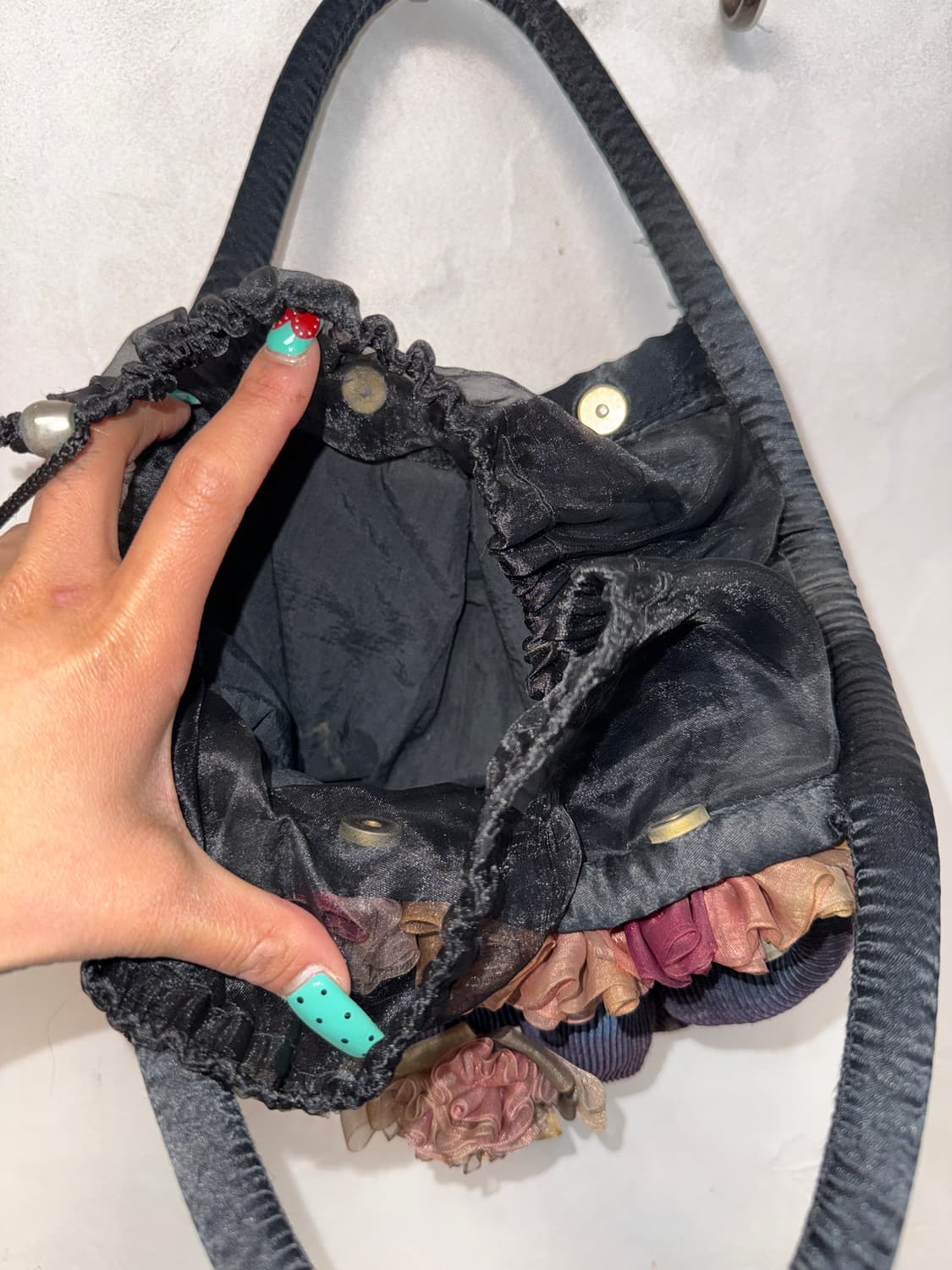 Gradient color organza pleated hand bag 상품이미지5