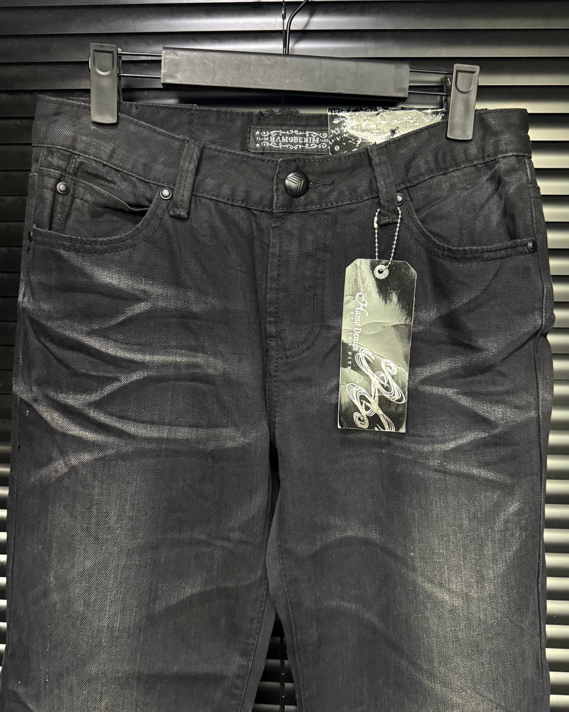 하모 흑청 데님 워싱 고스 펑크 고딕 스터드 찡 바지 29 갸루 로리걸 상품이미지2