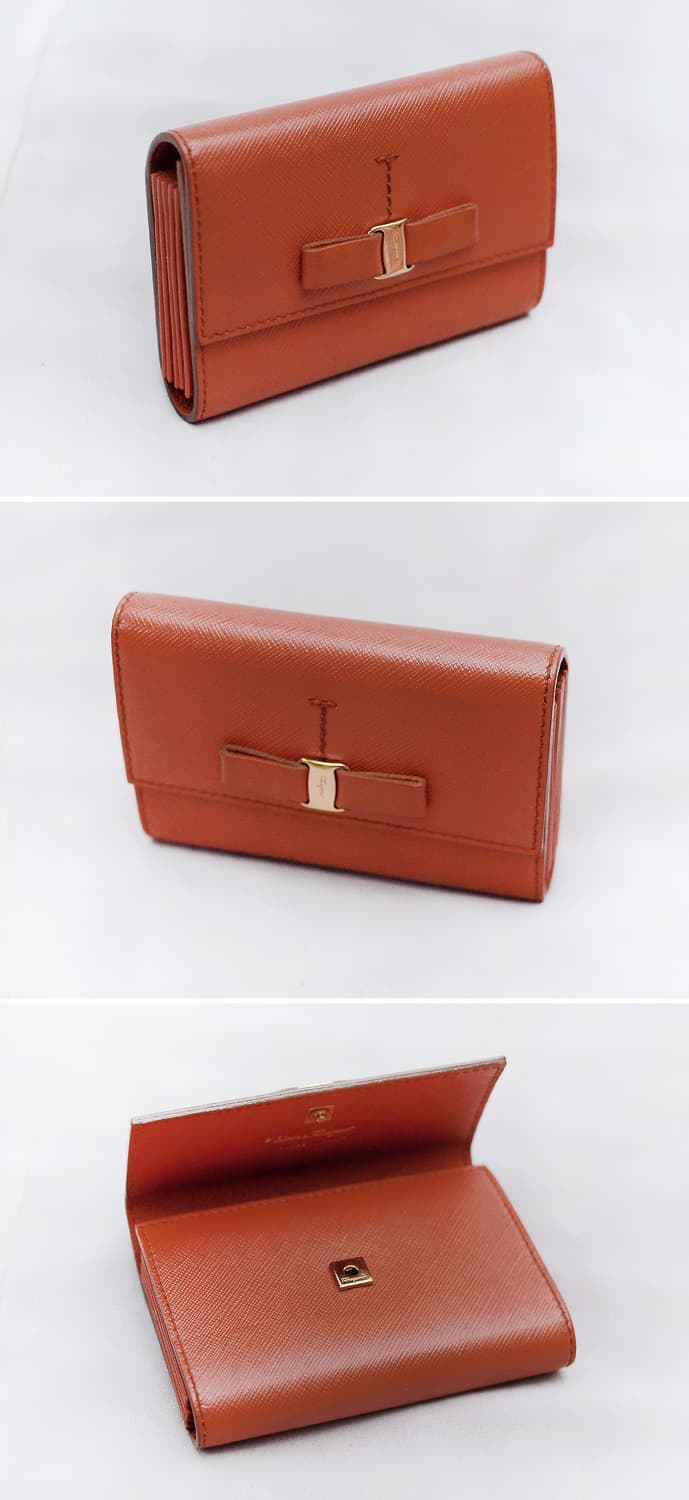 페라가모 금장 바라리본 사피아노 레더 아코디언 컴팩트 지갑 상품이미지3