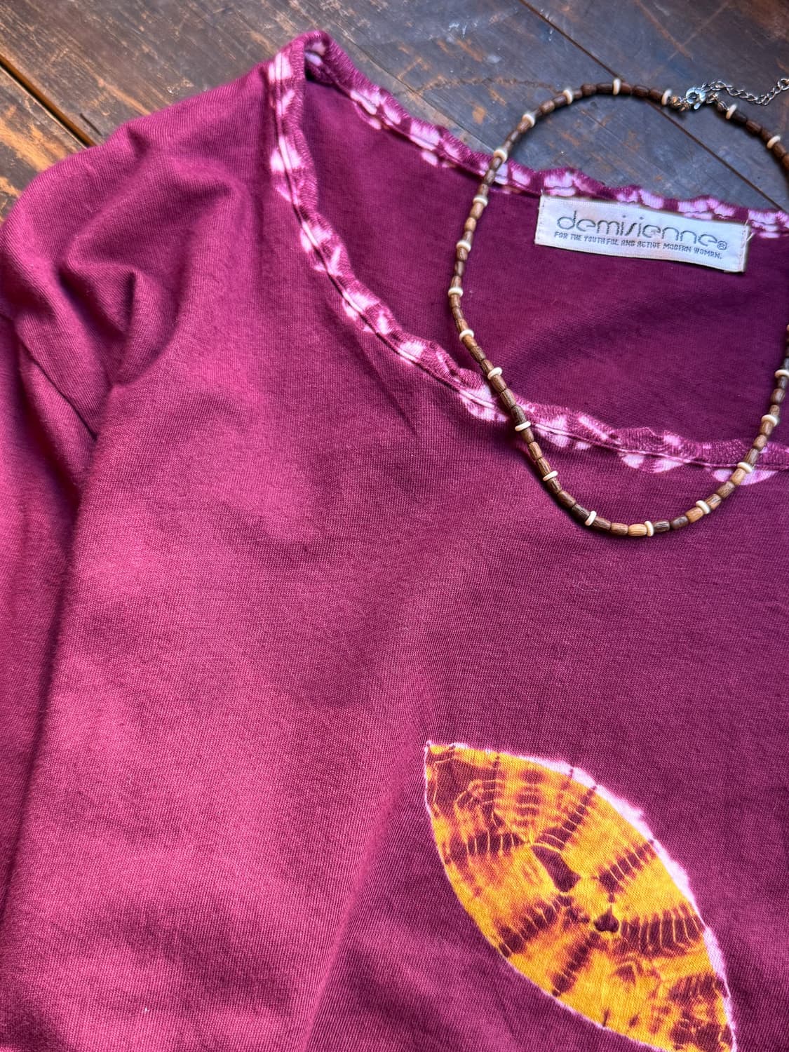Burgundy Tie Dye Leaf Shirt 0009 상품이미지7