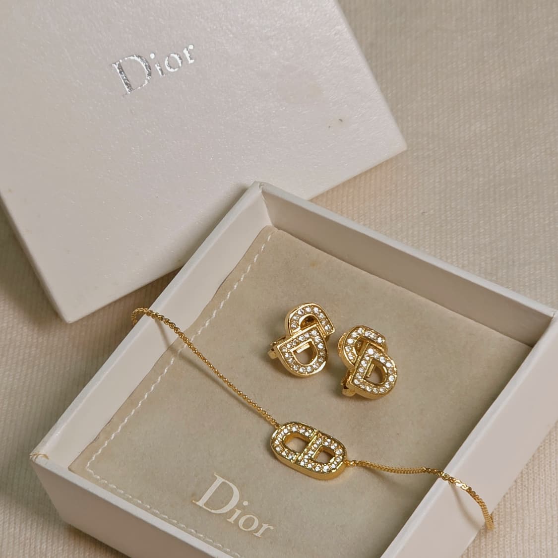디올 금장 쁘띠 CD 로고 귀걸이 목걸이 세트 상품이미지1