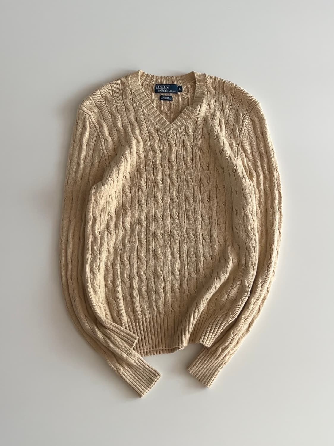 폴로 랄프로렌 실크 캐시미어 케이블 꽈배기 니트 L 상품이미지1