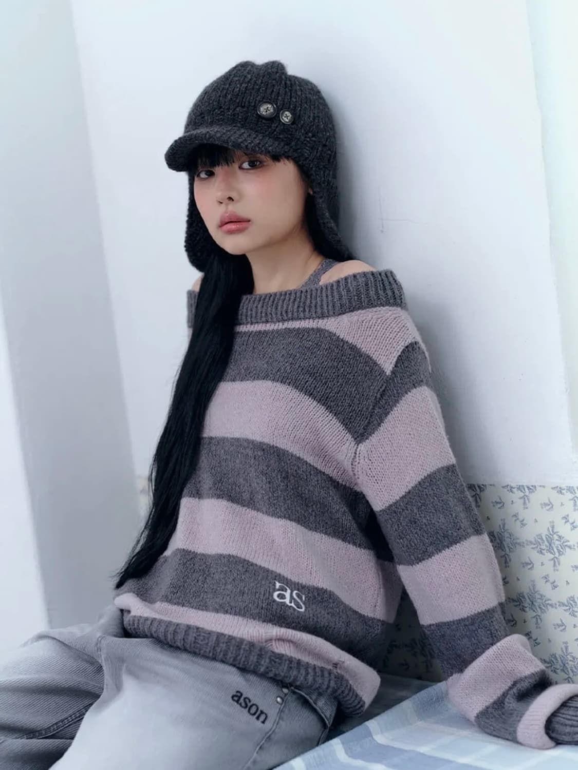 SORI OFF STRIPE KNIT / PINK 상품이미지1