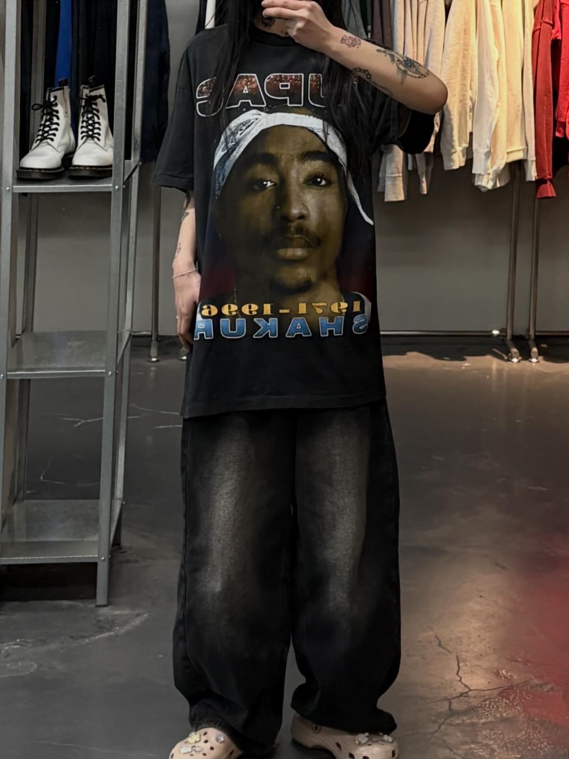 빈티지 투팍 샤커 락 프린팅 반팔 A3750 상품이미지1