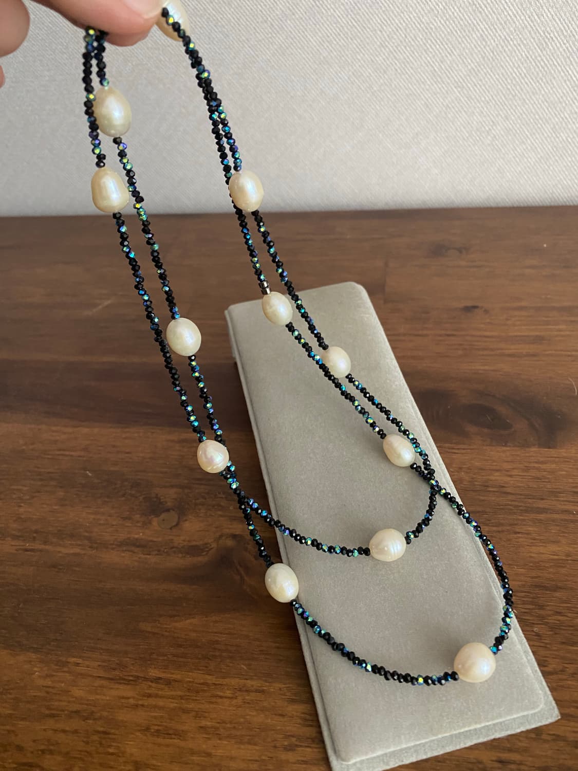 천연 담수진주+원석 비드 롱목걸이 해 상품이미지1