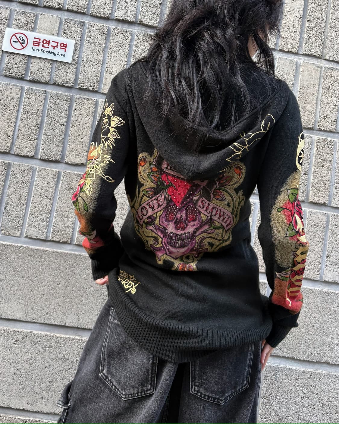 에드하디 올드스쿨 아트워크 슬림 후드집업 상품이미지7