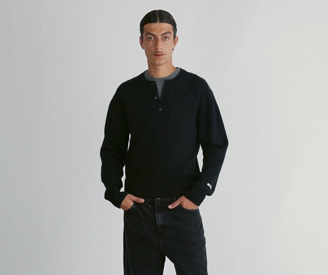 렉토 / 더블 레이어드 니트 (블랙) / M 상품이미지1