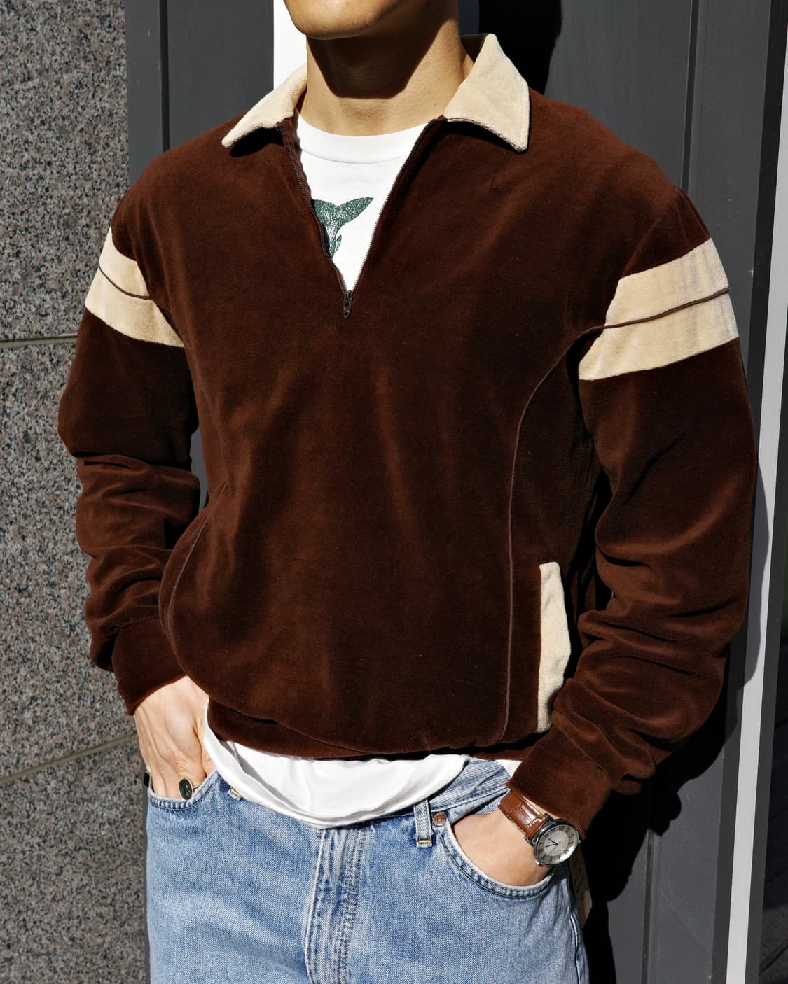80’s Quater Zip Velour shirts 상품이미지9