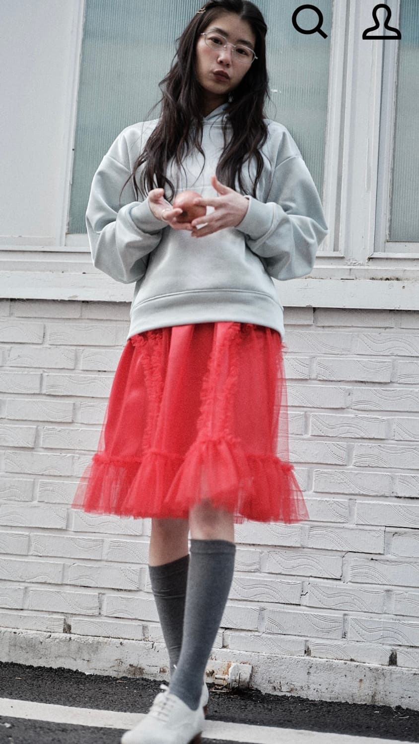 생긴스튜디오 밴딩 러플 샤스커트 레드 상품이미지2