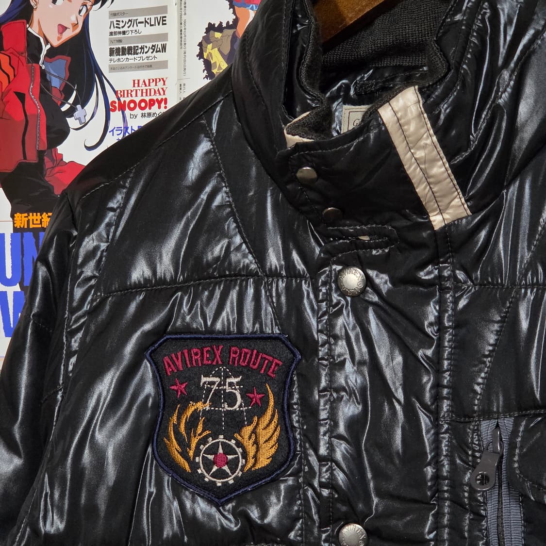 JPN 아비렉스 밀리터리 패치 자수 투웨이 유광 패딩  상품이미지3