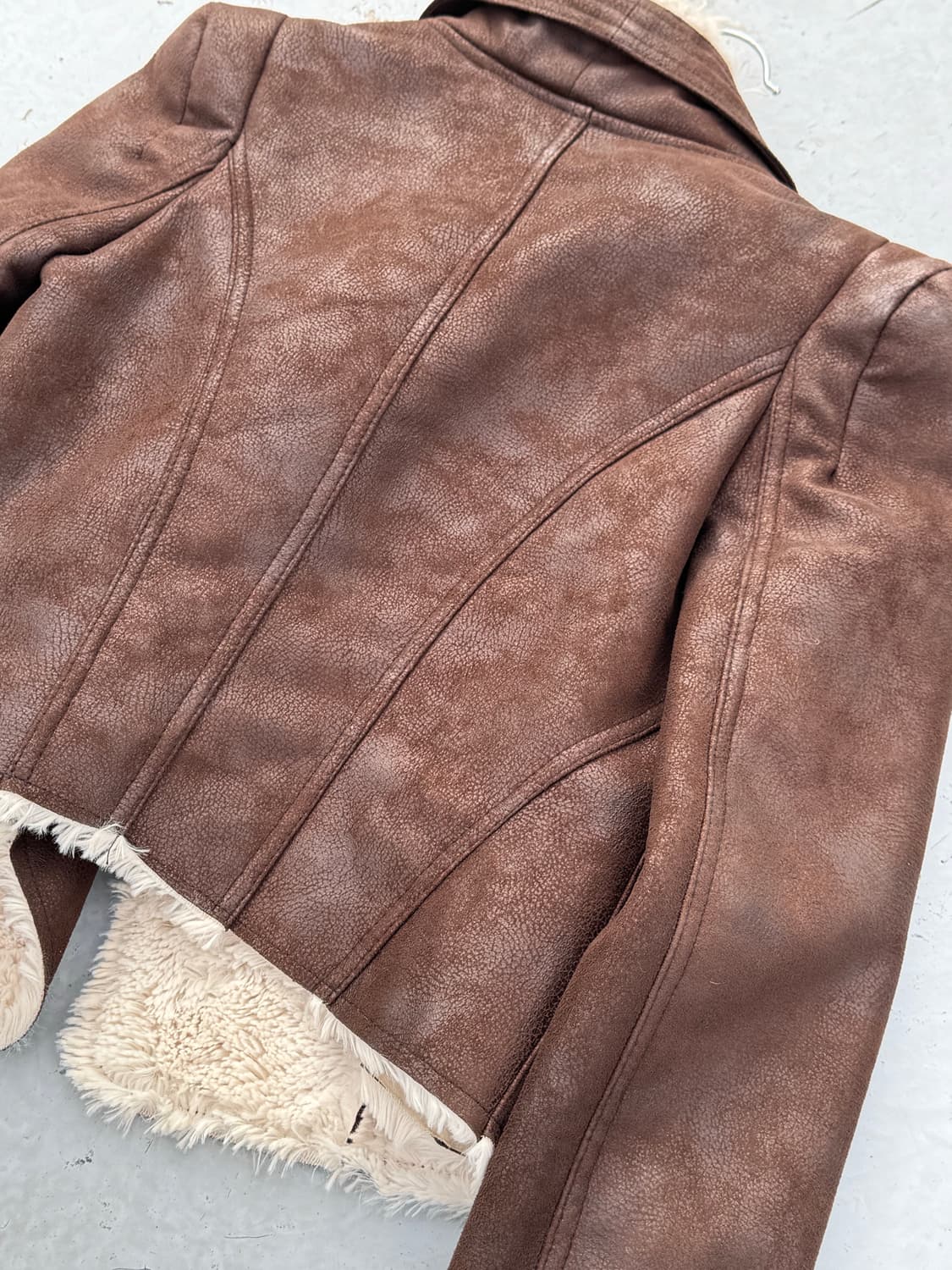 Vintage 절개 레더 퍼 무스탕 상품이미지6