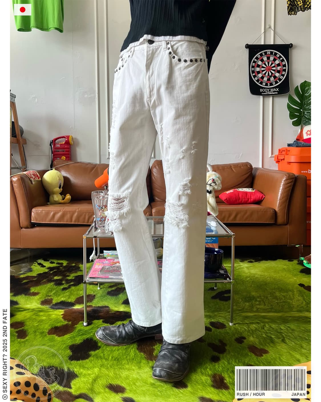90-00s RUSH/HOUR Destroyed White Pants 상품이미지1