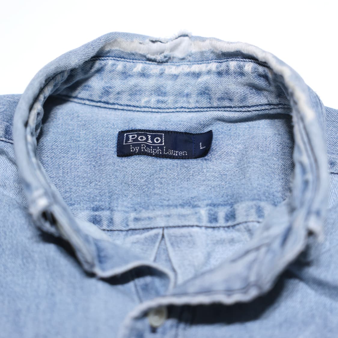90s POLO Ralph Lauren denim half shirt 상품이미지5