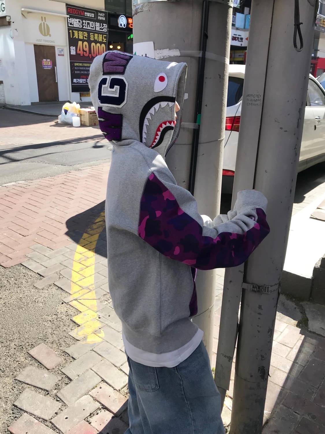 Bape Purple Camouflage Two-Way Hood Zi 상품이미지2