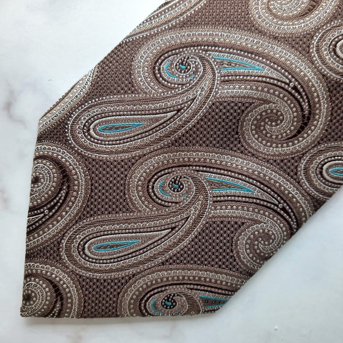 브리오니 실크 브라운 페이즐리 넥타이 9.2cm S~A+등급 e907 상품이미지7