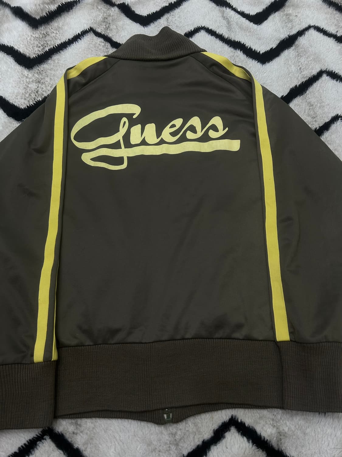 [L]게스 90s 하이넥 빅로고 져지/카키엘로우 상품이미지3